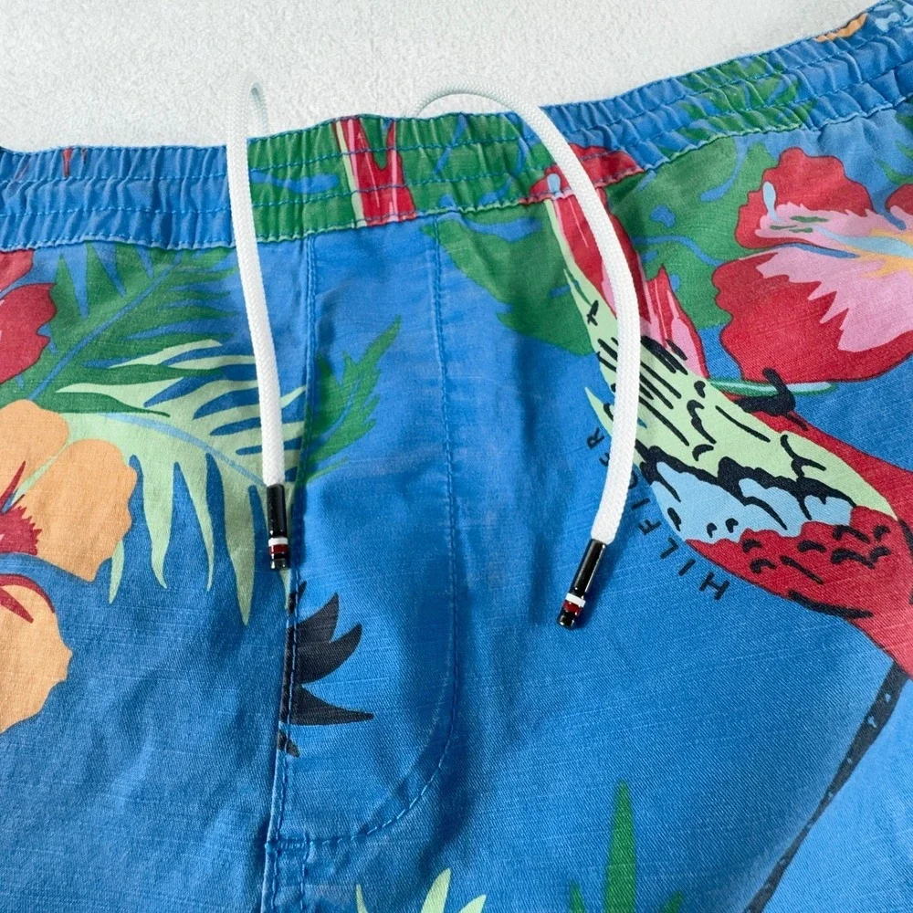 Tommy Hilfiger Shorts Mens 3XL Floral‎ Hawaiian Blue Tropical Drawstring 9